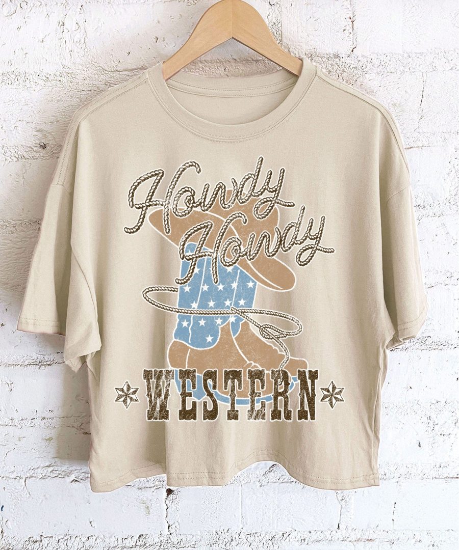 Crew-neck Western Graphic Oversized Crop Top
