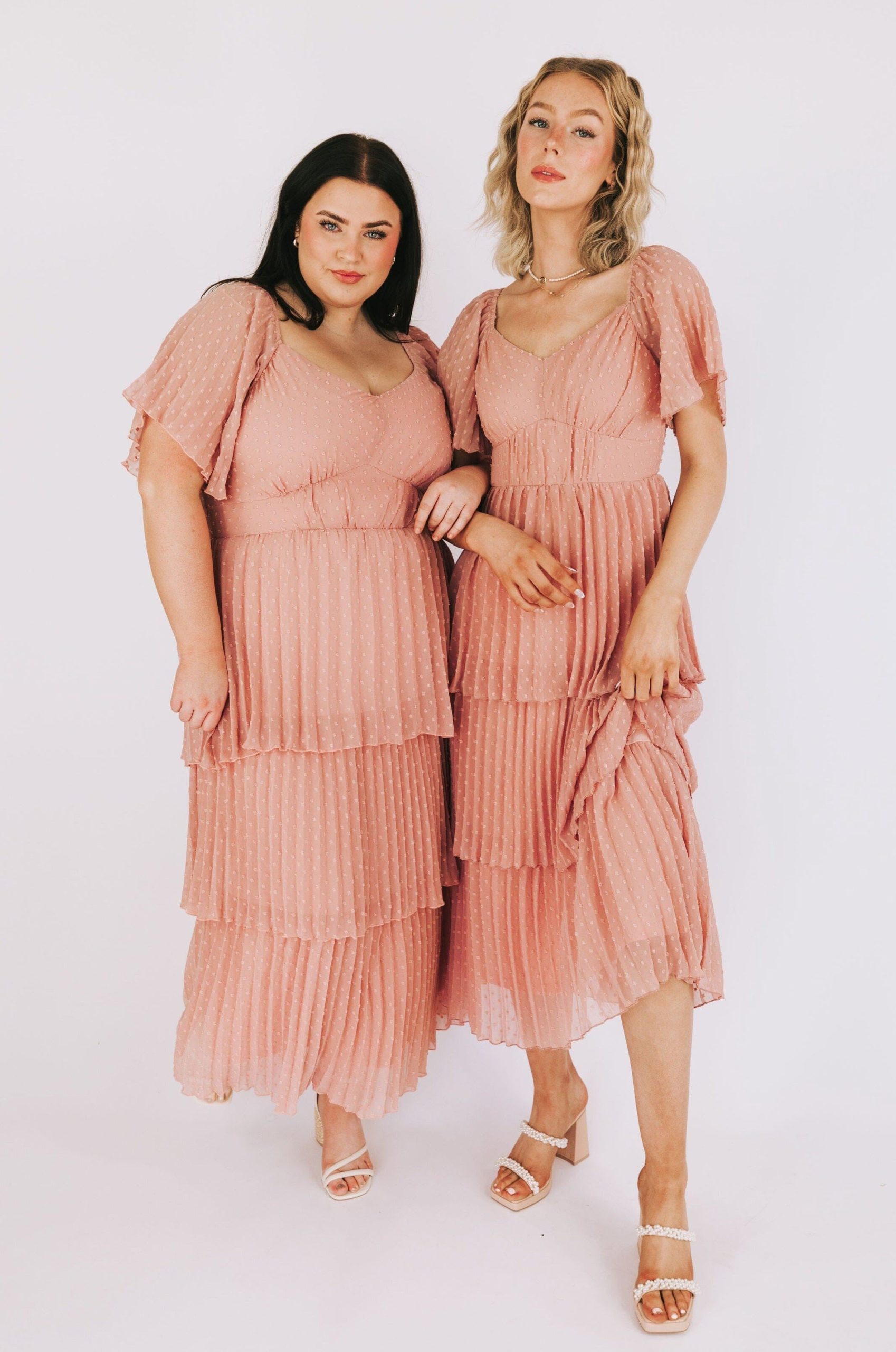 Dotted-pattern Flutter-sleeve Midi Dress - Image 2