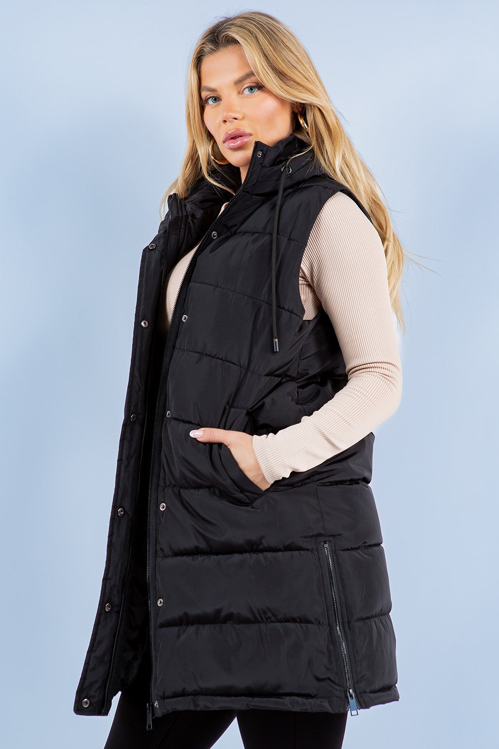 Quilted Longline Puffer Vest - Image 4