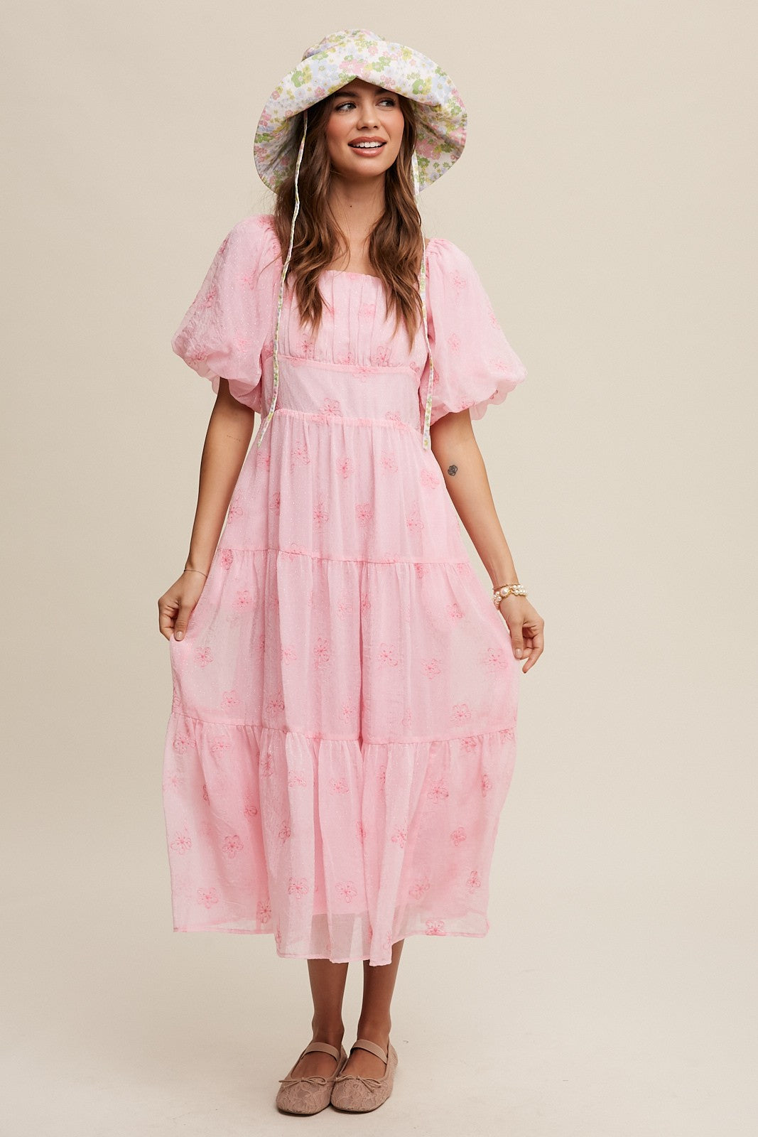 Square-neck Smocked Tiered Floral Maxi Dress - Image 4
