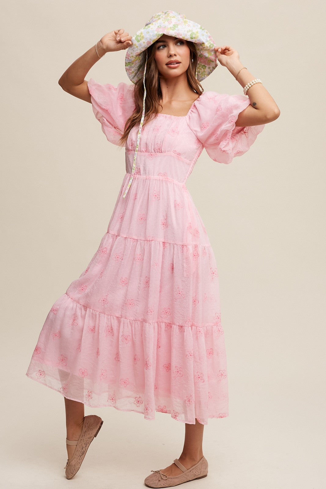 Square-neck Smocked Tiered Floral Maxi Dress - Image 3