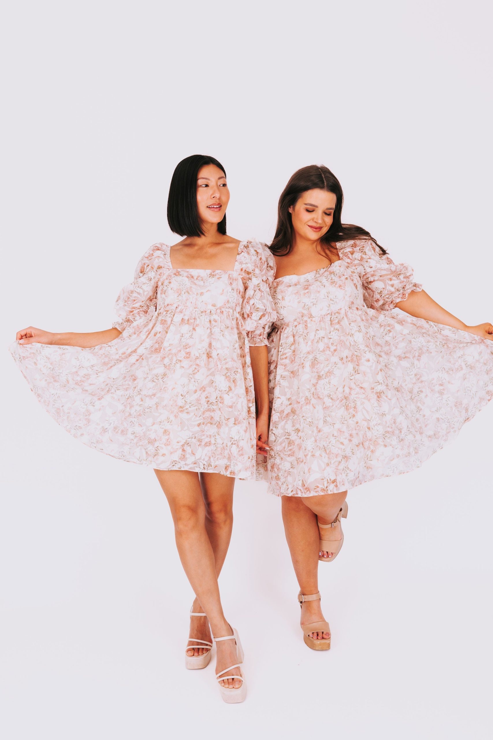 Floral-print Square-neck Puffed-sleeve Babydoll Dress - Image 5