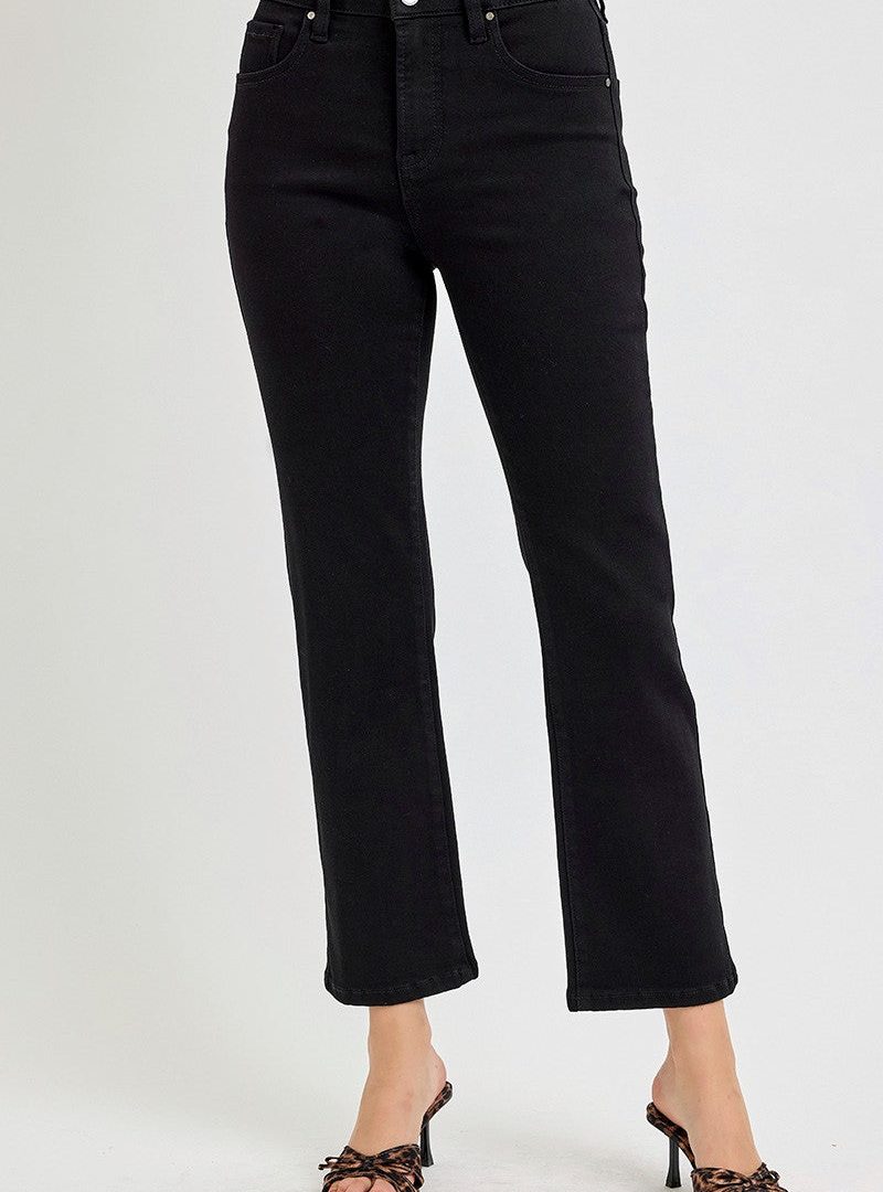 Cropped Flared High-rise Straight Jeans