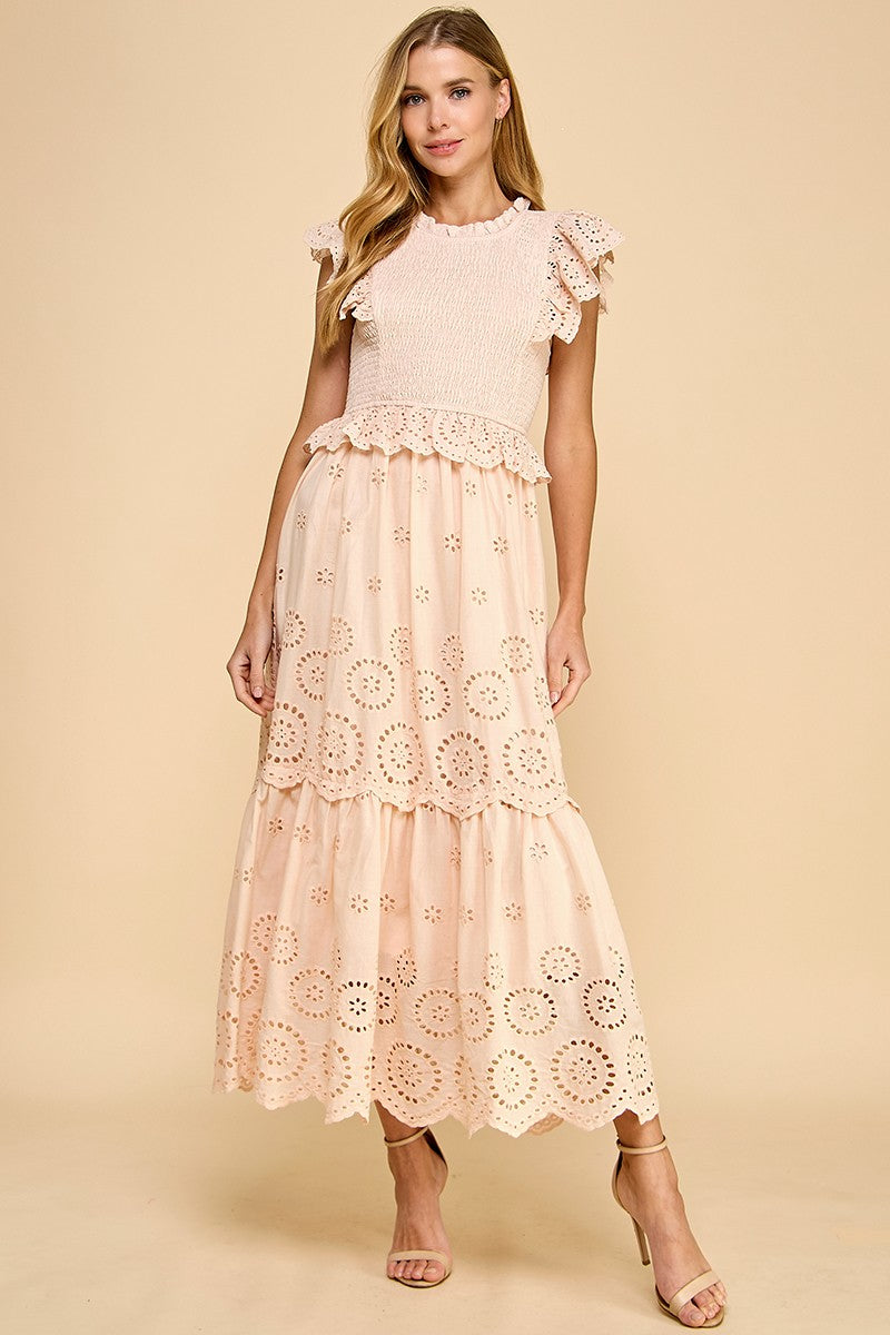 Eyelet-cutwork Tiered Maxi Dress - Image 3
