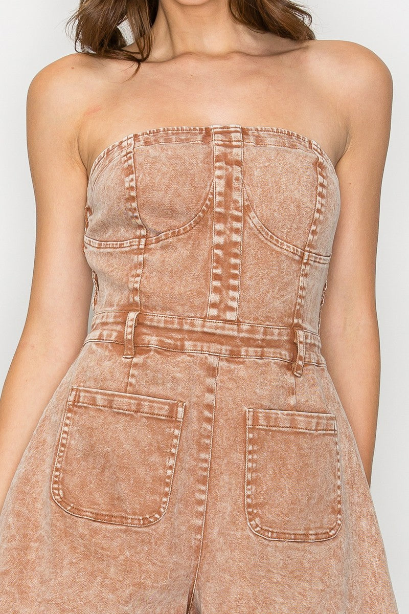 Vintage Acid-washed Denim Romper - Image 4