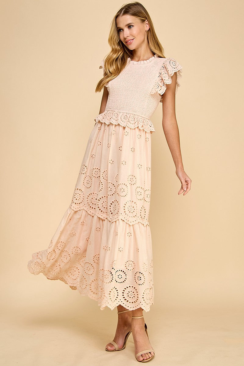 Eyelet-cutwork Tiered Maxi Dress - Image 5