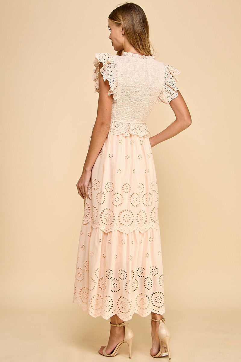Eyelet-cutwork Tiered Maxi Dress - Image 4