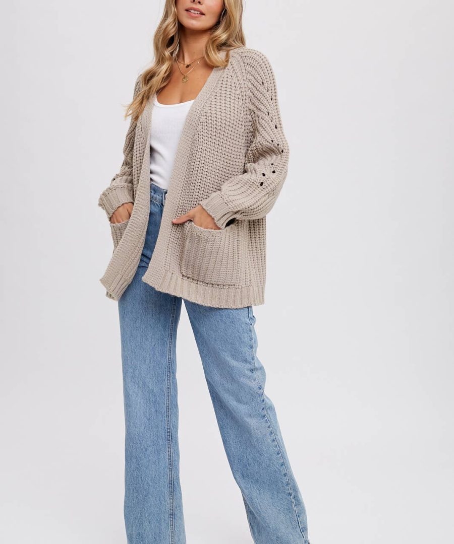 Eyelet-cutout Chunky Knit Cardigan