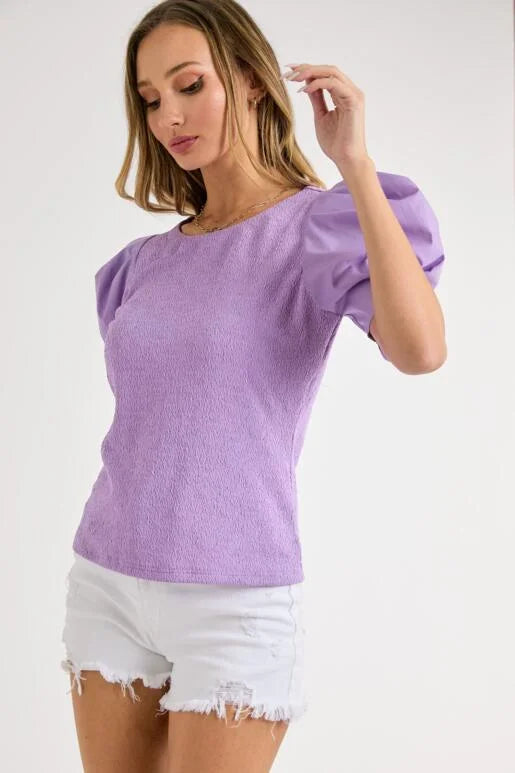 Vintage Puffed Sleeve Crisscross Back Top