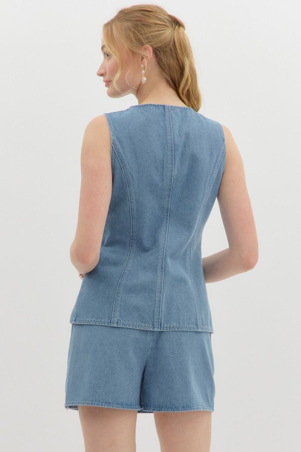 Flap-pocket Denim Vest - Image 3