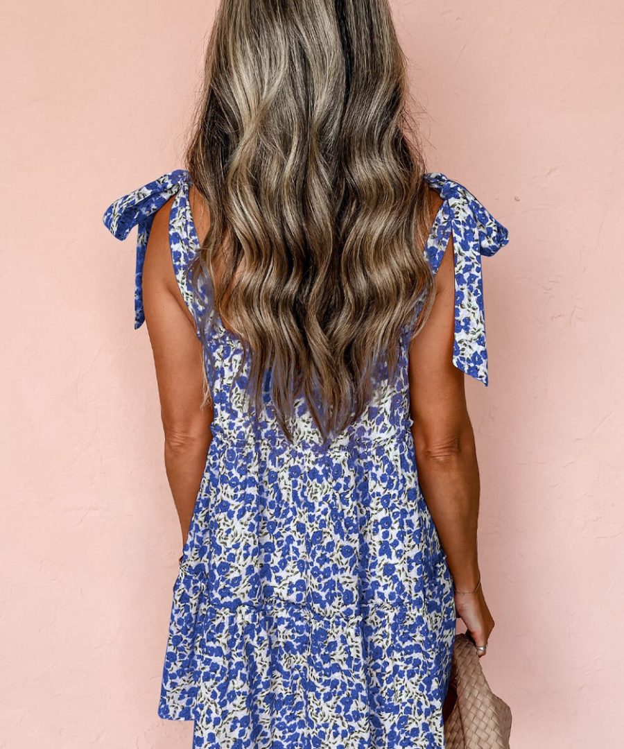 Square-neck Tiered Floral Mini Babydoll Dress