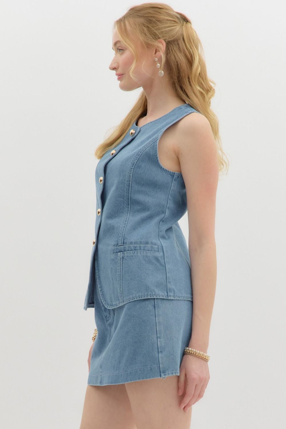 Flap-pocket Denim Vest - Image 5