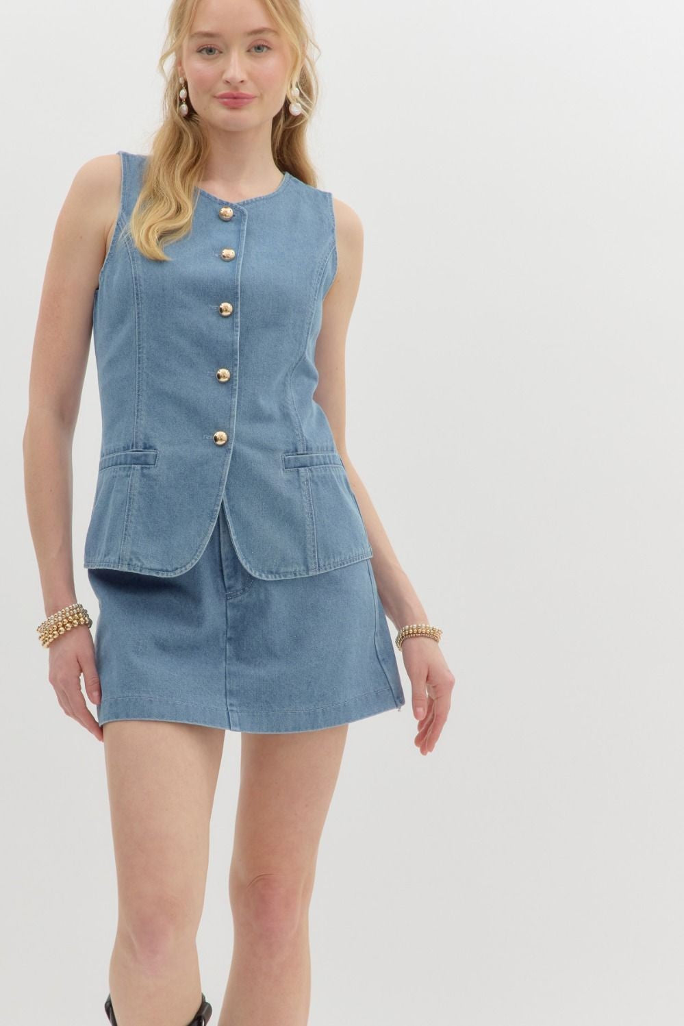 Flap-pocket Denim Vest - Image 2