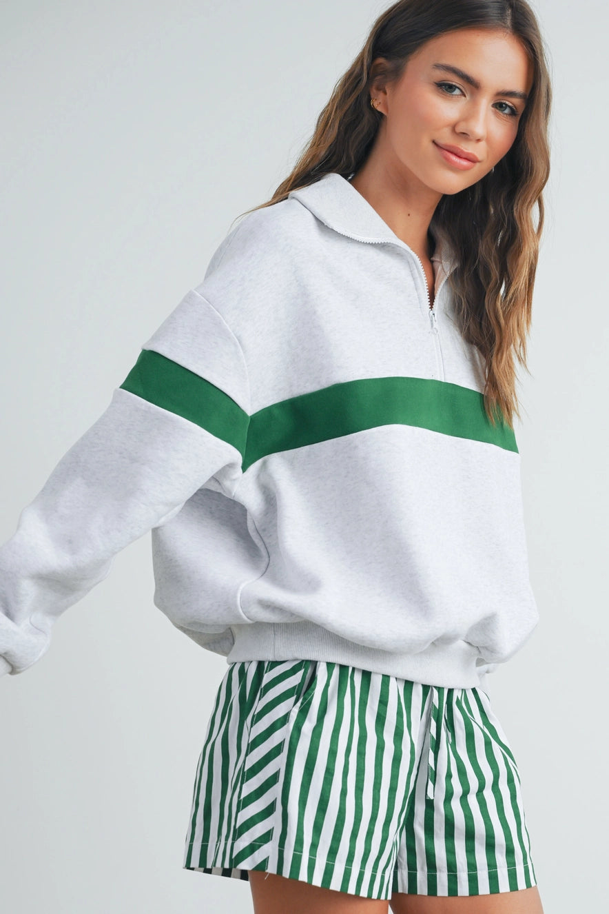 Varsity-inspired Quarter-zip Oversized Sweatshirt - Image 6