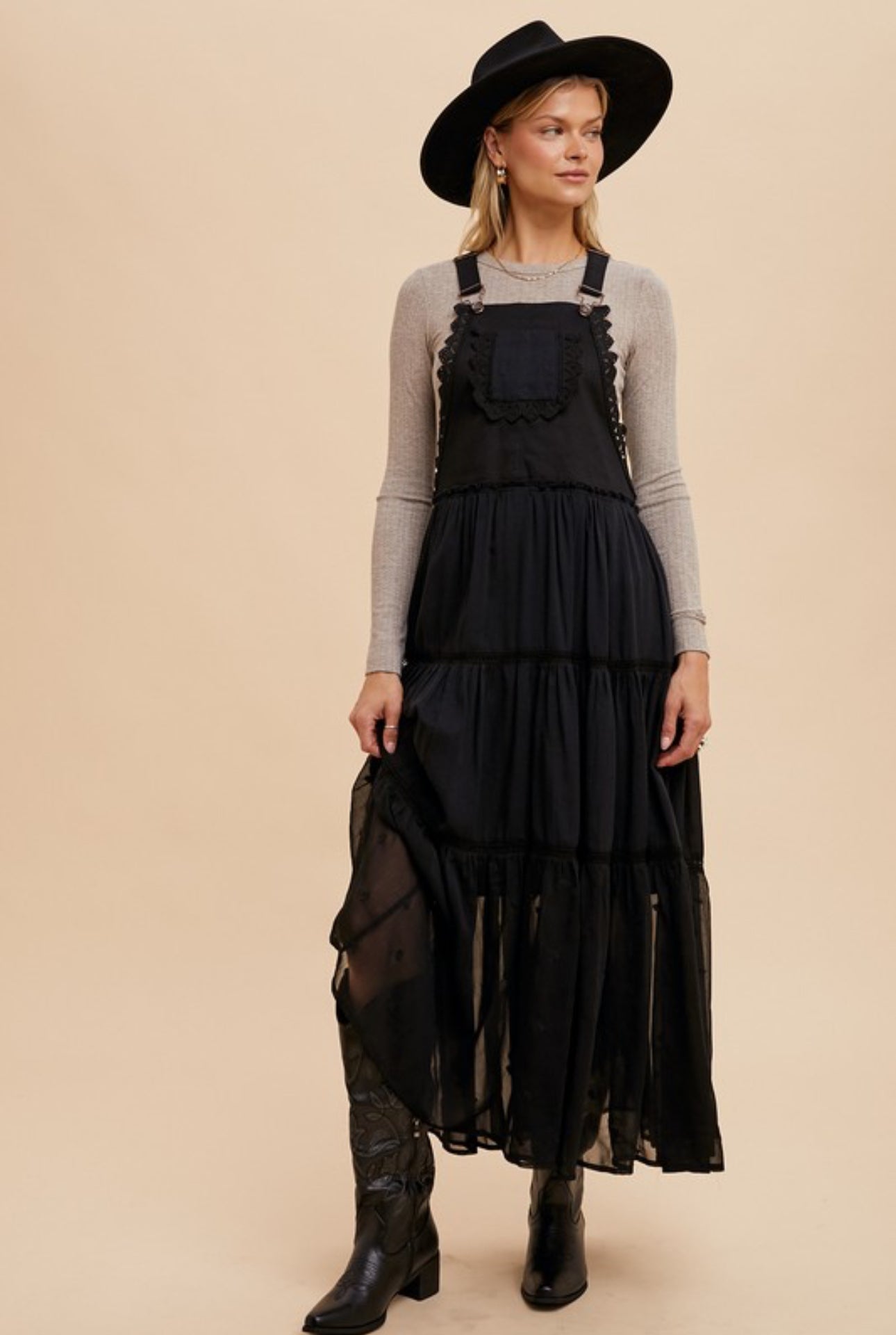 Scalloped Trim Suspender-style Maxi Dress - Image 2