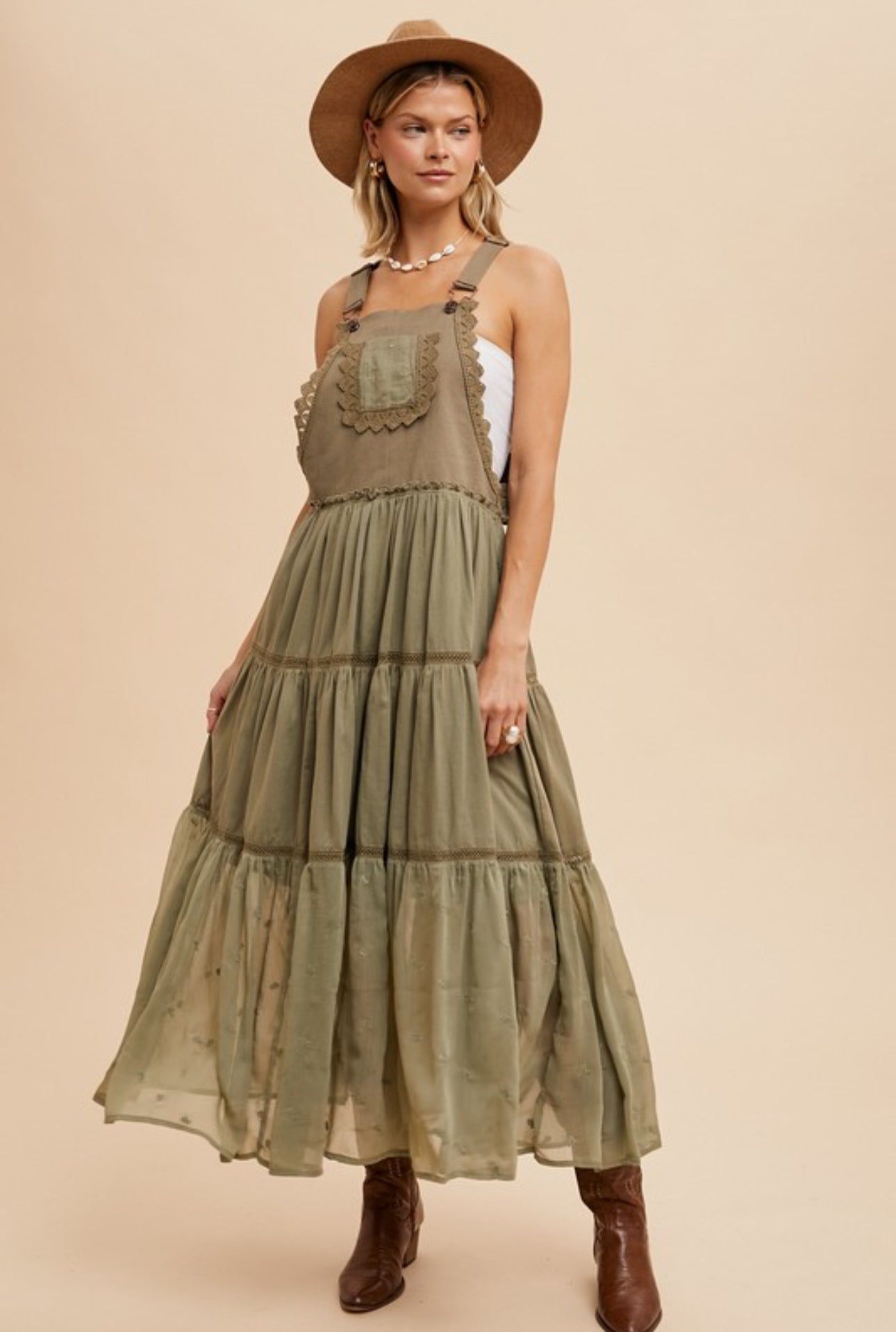 Scalloped-trim Bohemian Tiered Maxi Dress - Image 4