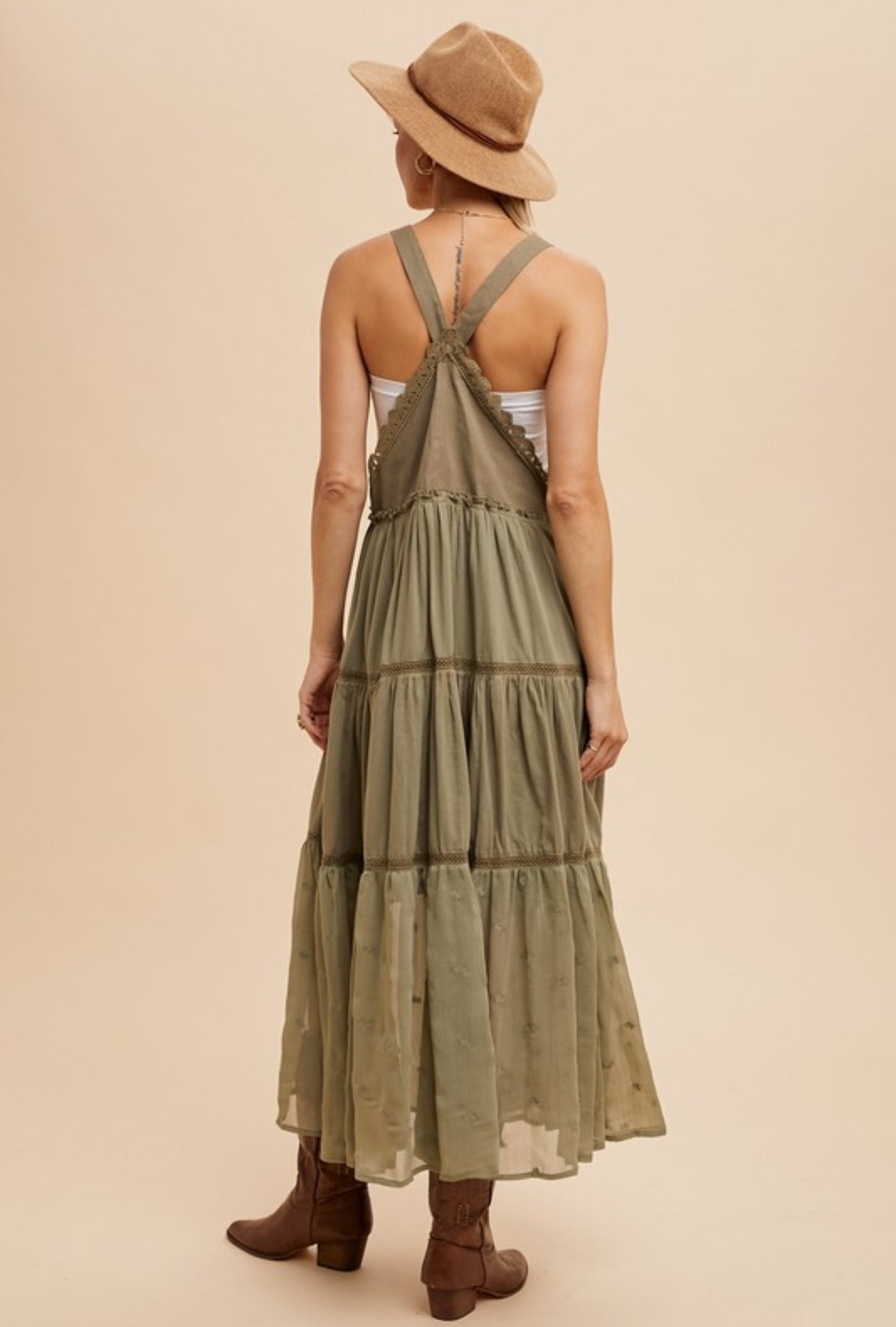 Scalloped-trim Bohemian Tiered Maxi Dress - Image 2