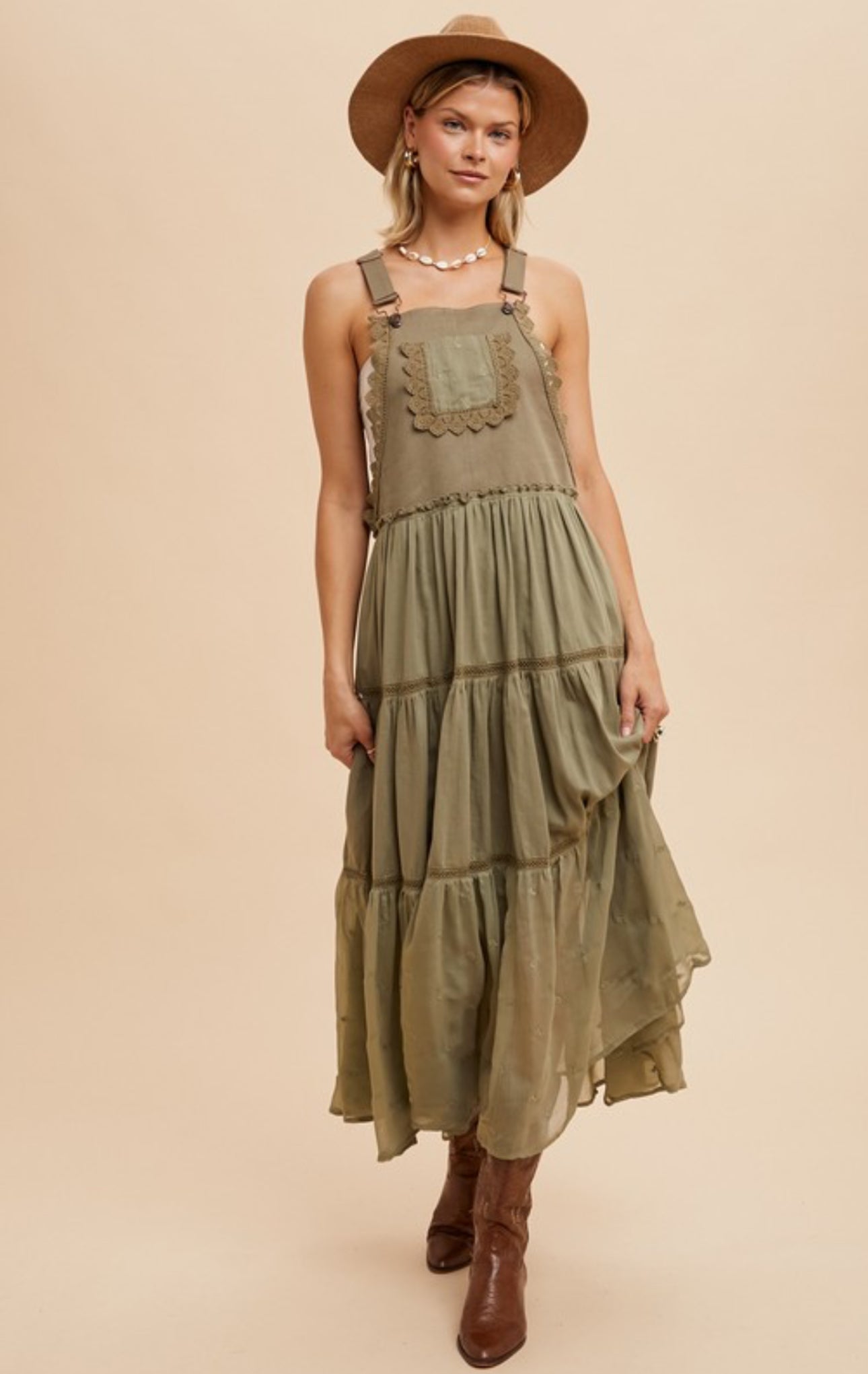 Scalloped-trim Bohemian Tiered Maxi Dress - Image 3