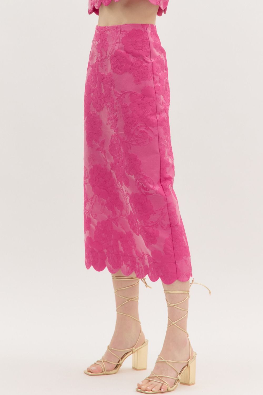 Scalloped-hem Floral Jacquard Midi Skirt - Image 5