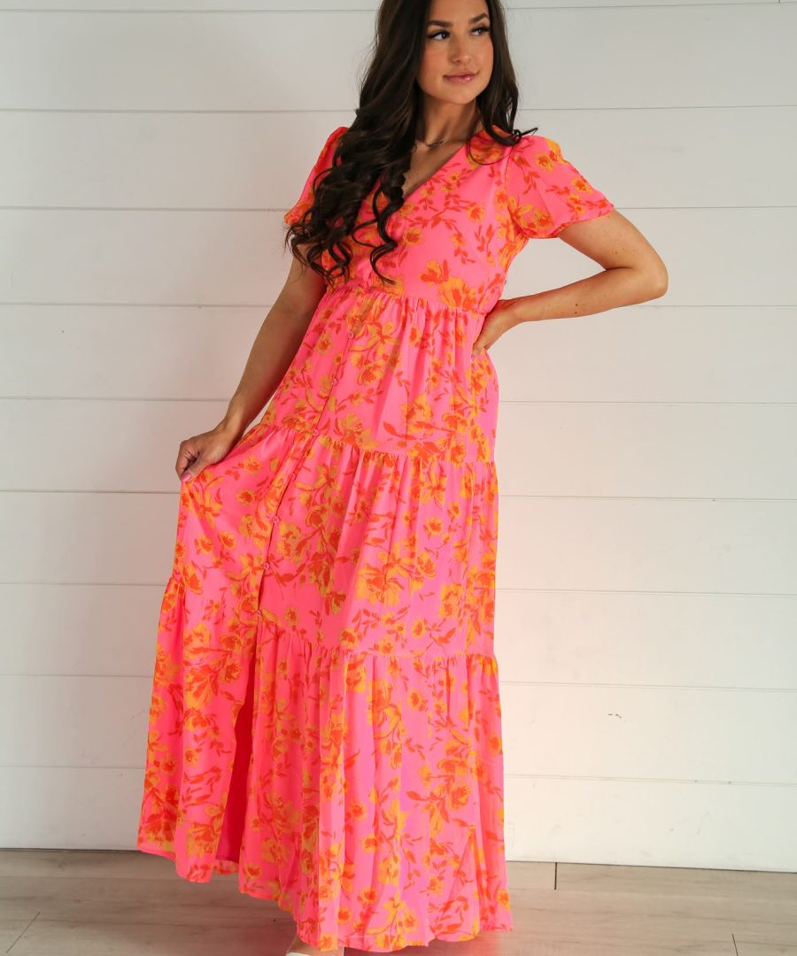V - neck Floral Print Maternity Maxi Dress