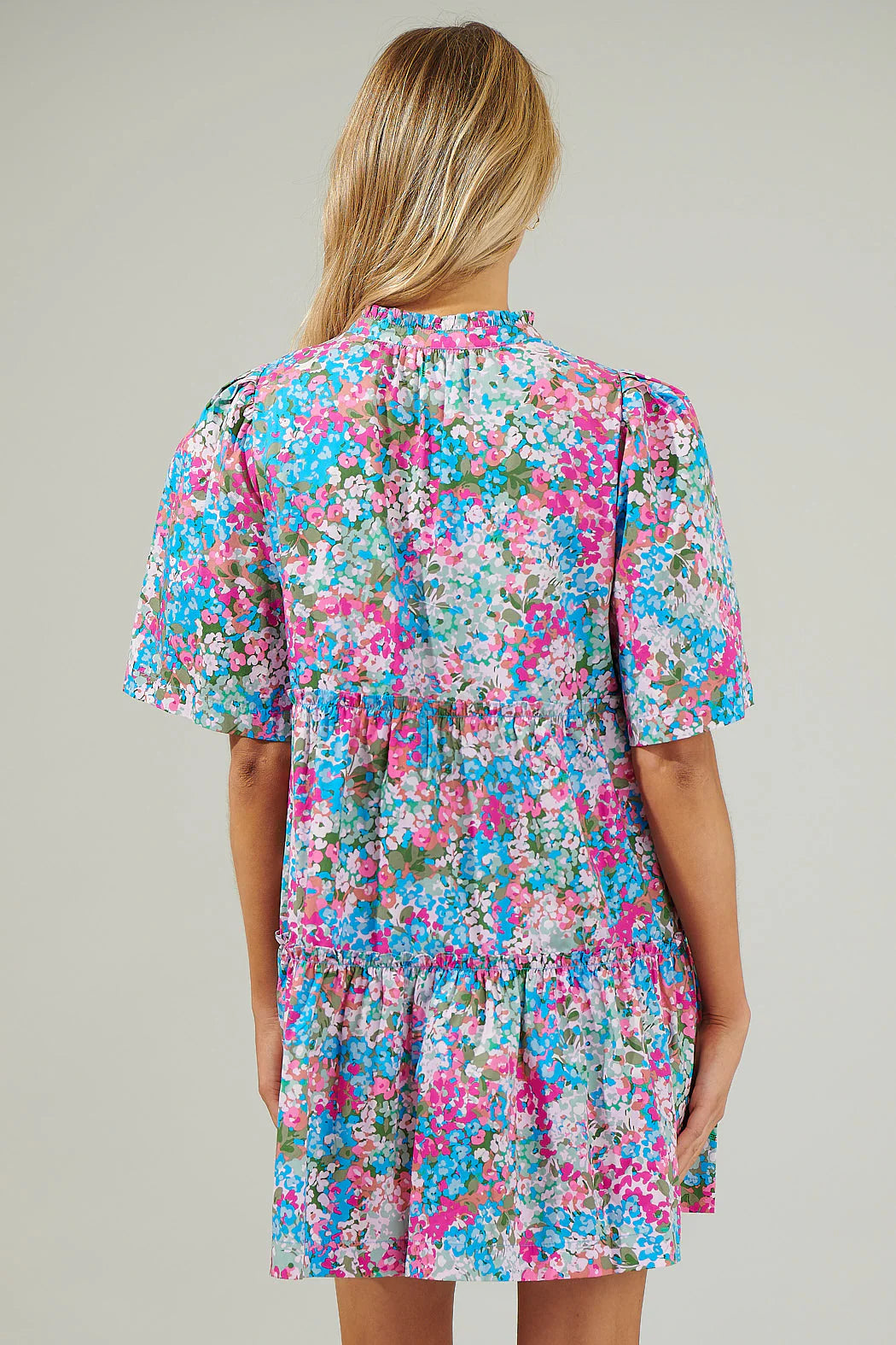 Ruffled V-neck Floral Tiered Mini Dress - Image 4
