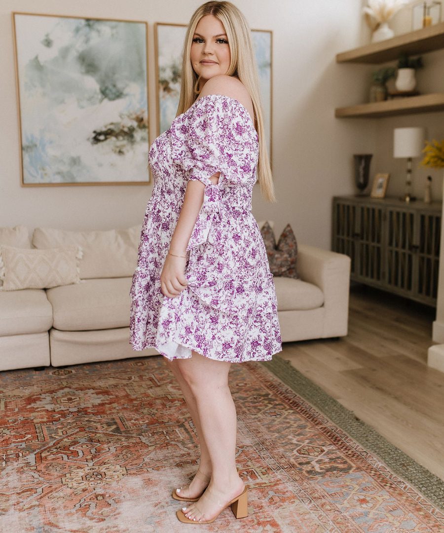 Smocked Puffed Sleeve Floral Mini Dress