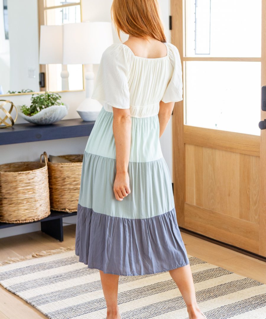 Bohemian Square-neck Tiered Midi Dress