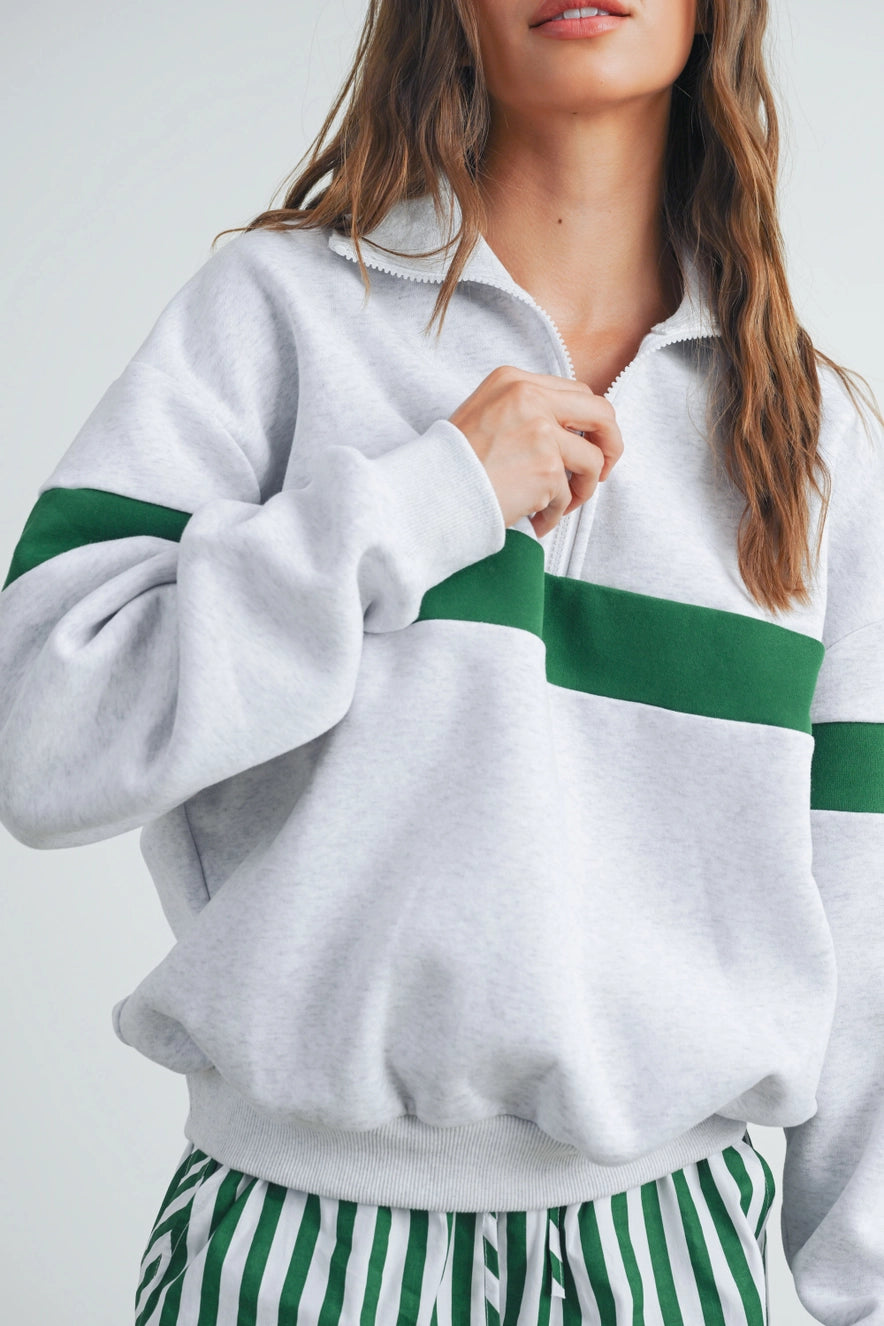 Varsity-inspired Quarter-zip Oversized Sweatshirt - Image 4