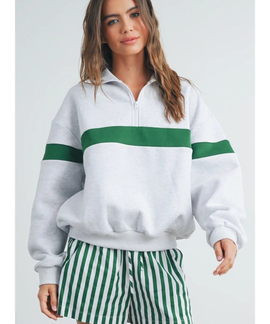 Varsity-inspired Quarter-zip Oversized Sweatshirt