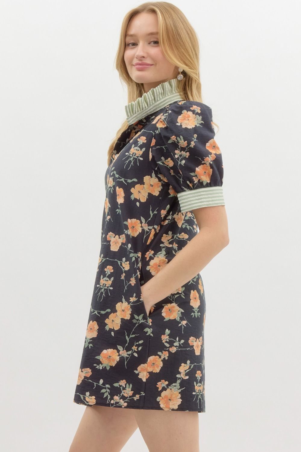 Ruffled-collar Floral Mini Dress - Image 5