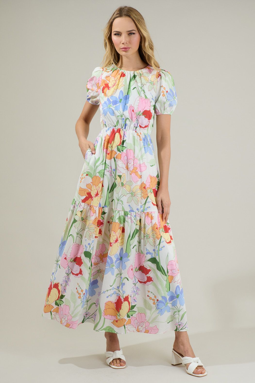 Keyhole-back Floral Maxi Dress
